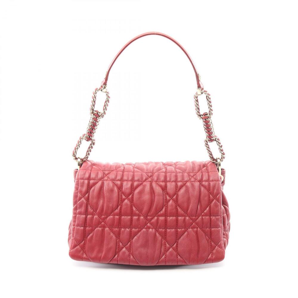 Christian Dior Cannage Shoulder Bag Leather Bordeaux Purple